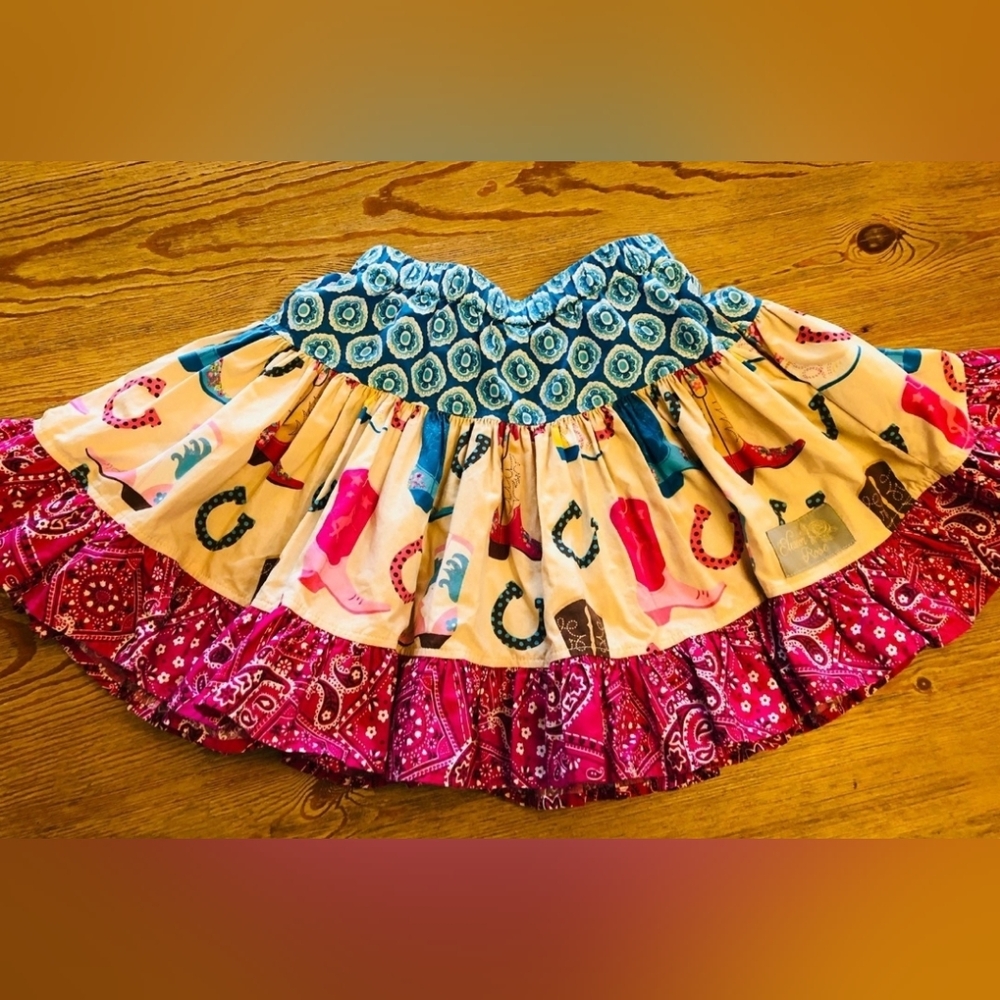 HARD TO FIND New Eleanor Rose Boutique country western ruffle twirl skirt sz 5/6